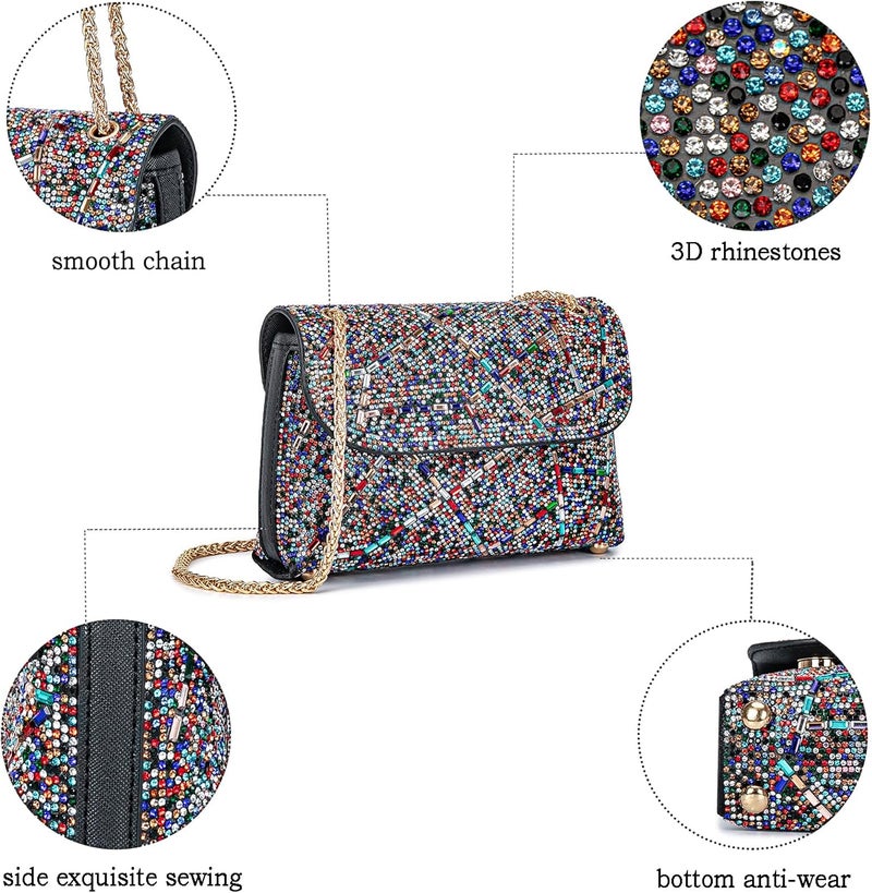 BBTT.ful Shoulder Bags Crossbody Bag Purses Handbags Crystals Rhinestone Evening Bag for Women Clutch Purse with Chain - Image 5